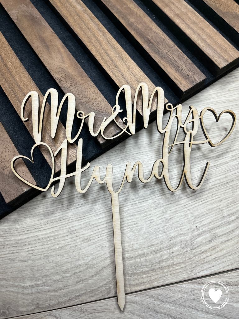 Hochzeits-Caketopper | Kuchentopper | Dekostecker "Mr&Mrs Herzen" personalisiert