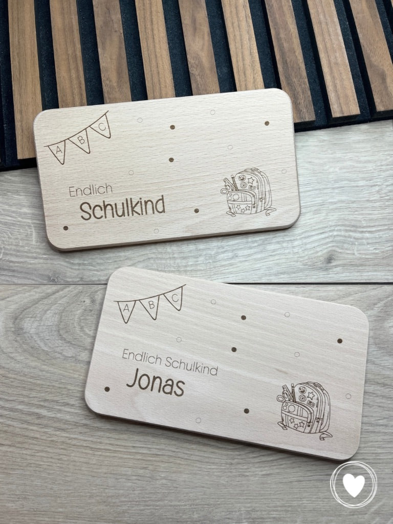 .Einschulung - Frühstücksbrett | Vesperbrett mit unterschiedlichen Motiven und wahlweise individuellem Namen personalisiert