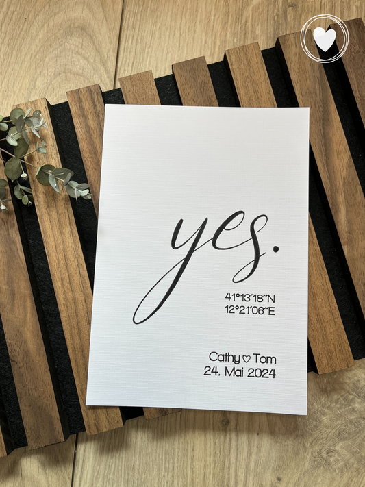 Personalisiertes Hochzeitskarte | Poster "yes."