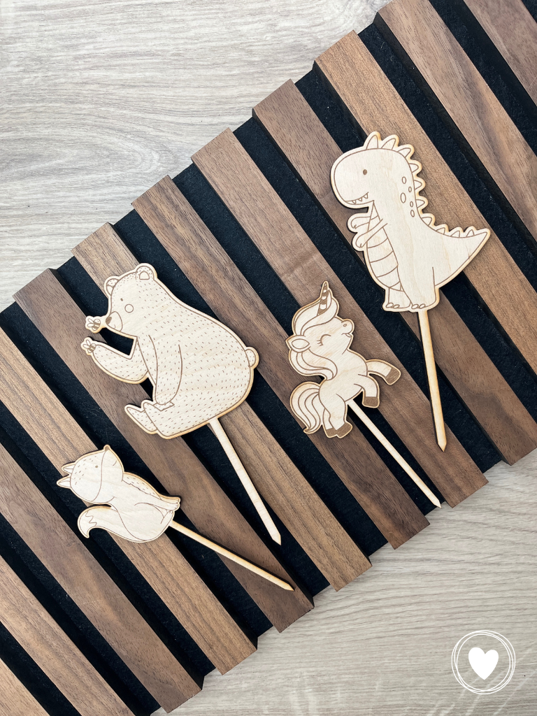 Caketopper | Kuchentopper Tier (Bär, Fuchs, Einhorn, Dino)