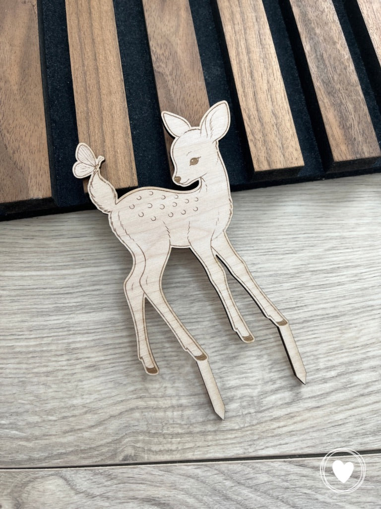 Caketopper | Kuchentopper | Dekostecker "Reh und Schmetterling"
