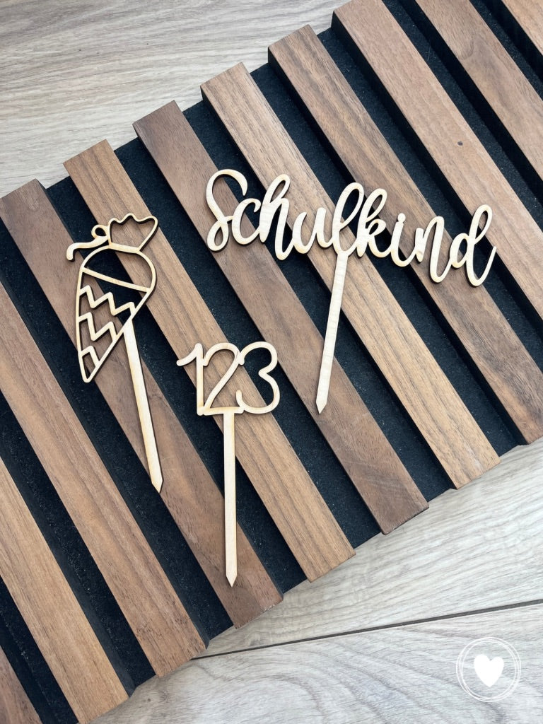 .Einschulung - Caketopper | Kuchentopper | Dekostecker "endlich Schulkind"