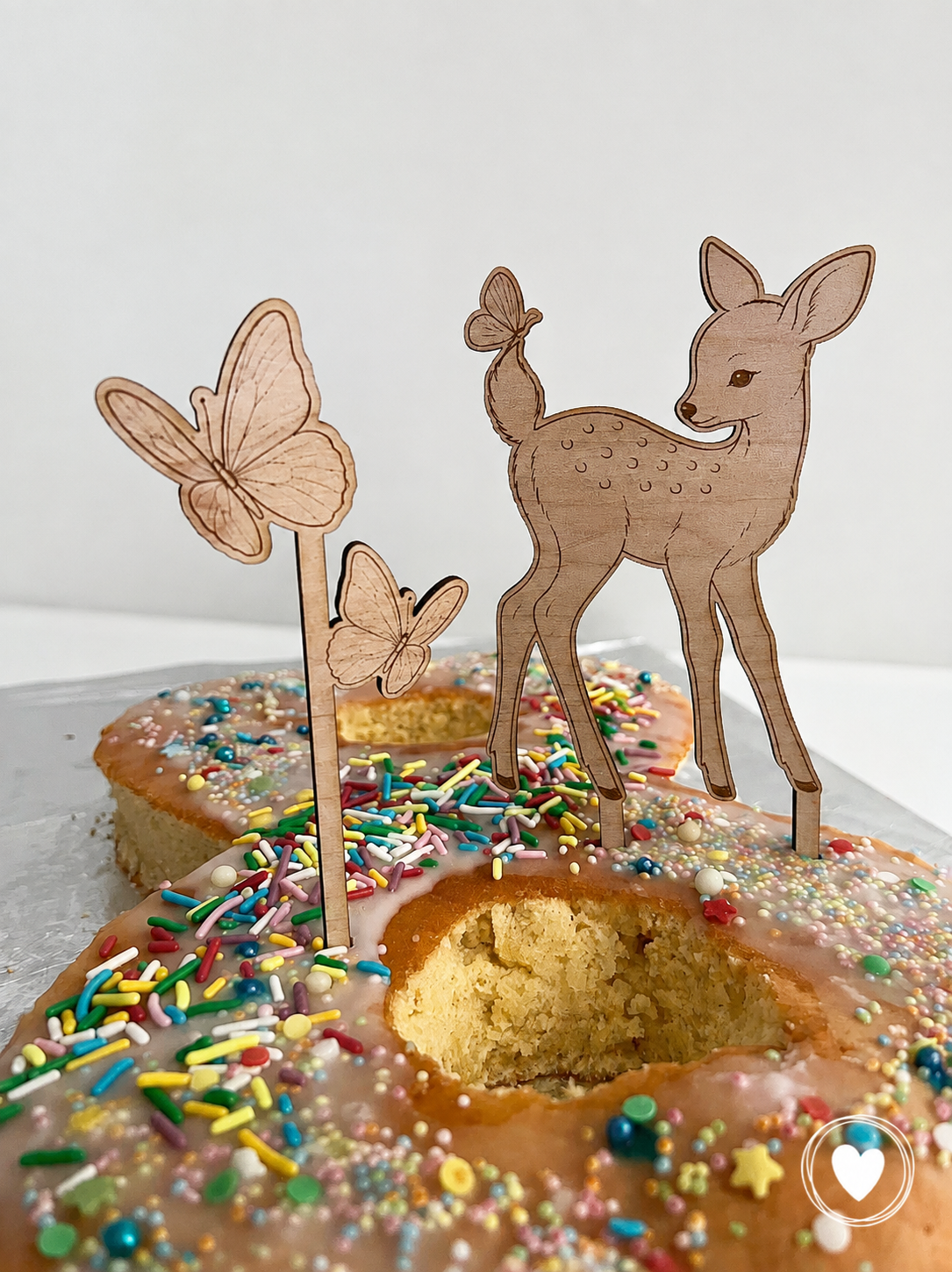Caketopper | Kuchentopper | Dekostecker "Reh und Schmetterling"