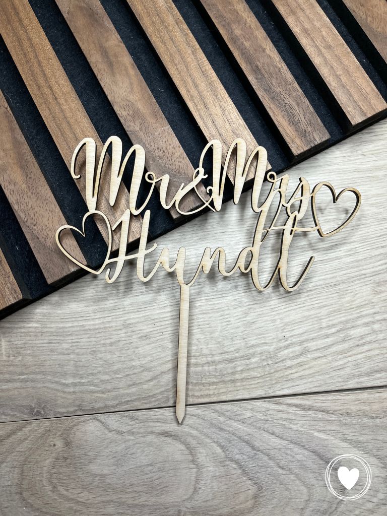 Hochzeits-Caketopper | Kuchentopper | Dekostecker "Mr&Mrs Herzen" personalisiert