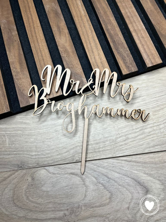 Hochzeits-Caketopper | Kuchentopper | Dekostecker "Mr&Mrs" personalisiert