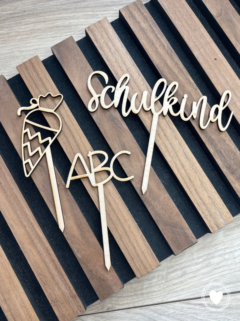 .Einschulung - Caketopper | Kuchentopper | Dekostecker "Schulkind"