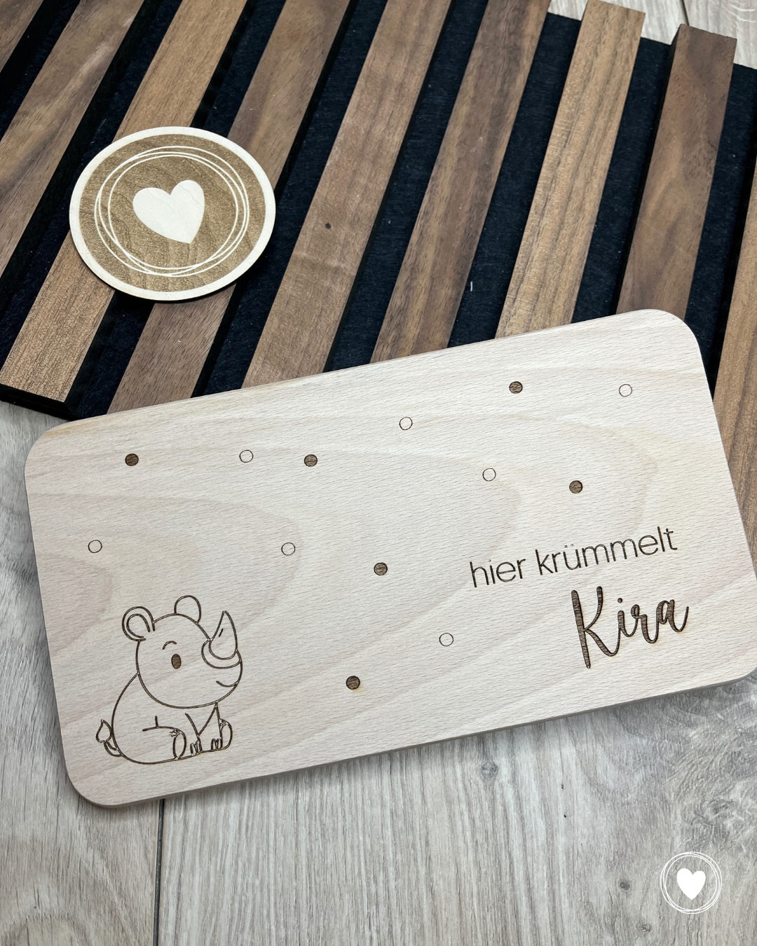 Frühstücksbrett | Vesperbrett mit süßem Tiermotiv und individuellem Namen personalisiert